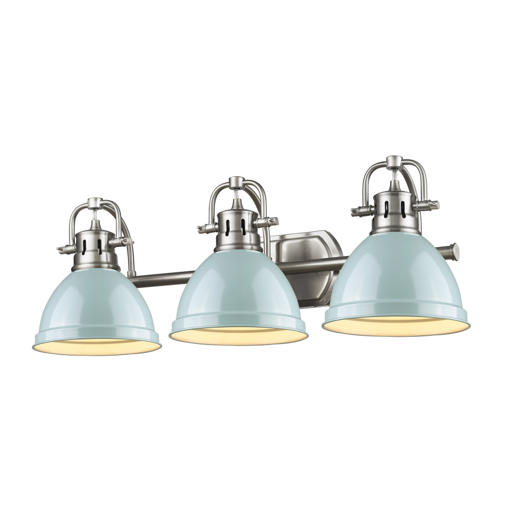 Yep by Golden Lighting Duncan 3-light Vanity in Pewter and Seafoam shade
